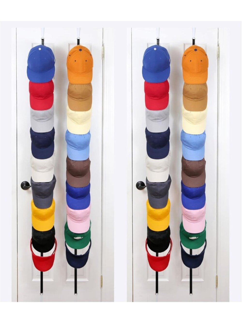 Over-the-Door Baseball Cap Organizer - 2 Pack, Holds 72 Hats, Space-Saving